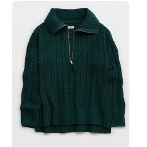 Aerie Cable Car Quarter Zip Sweater
